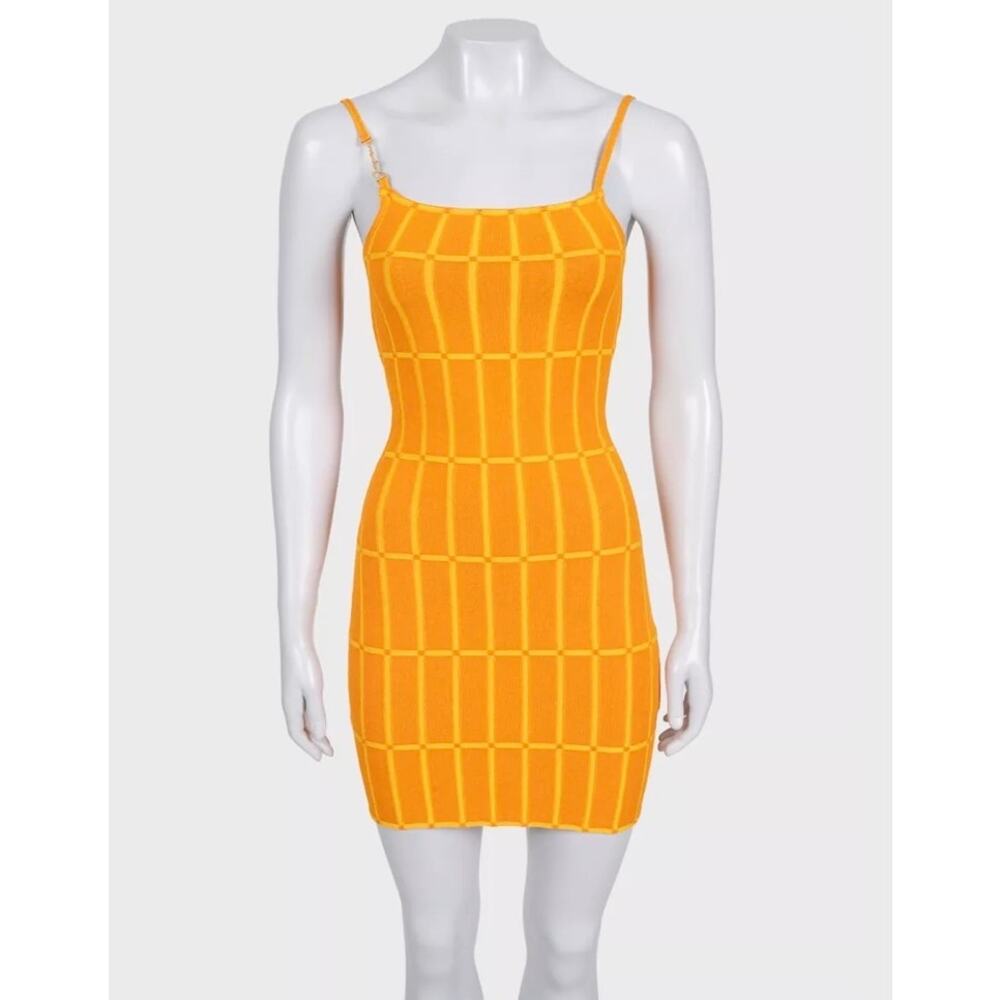 Jacquemus Vibrant Orange Maille Malha Knit Mini Dress S EU36